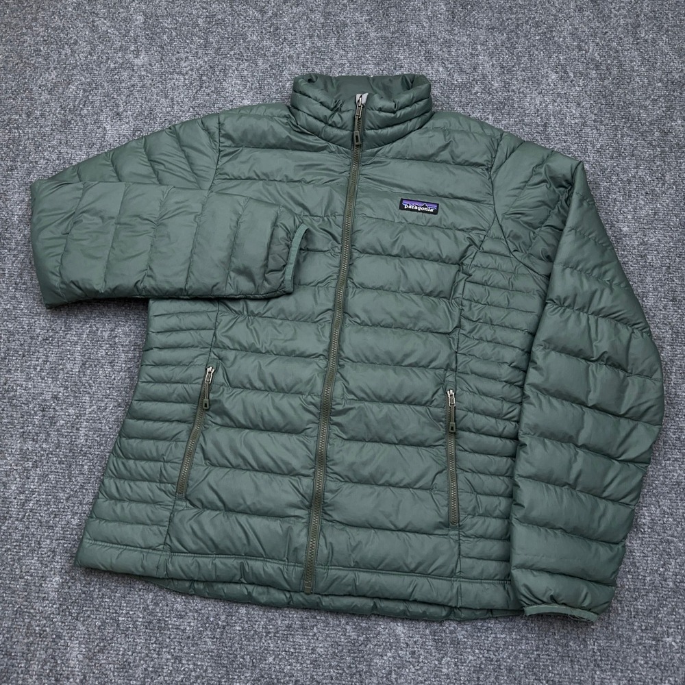 Patagonia Down Sweater Jacket Women's Medium Pesto Green Full Zip Puffer 84683